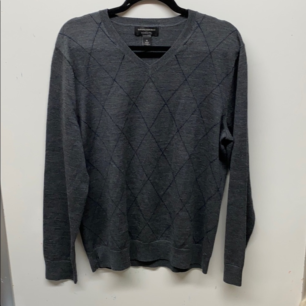 BANANA REPUBLIC dark gray Wool Pullover Sweater